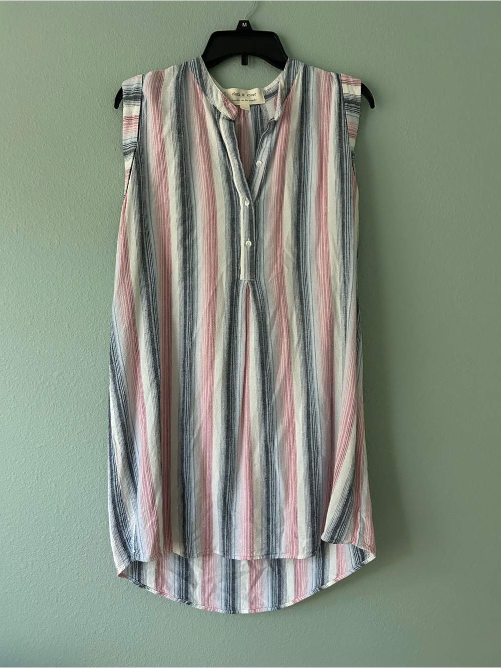 cloth & stone Sleeveless Tunic with Pink, Blue & White Stripes